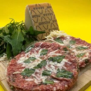 Hamburger di maiale, provola e rucola